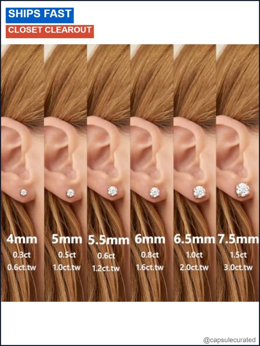 Moissanite Stud Earrings 5.0mm D Color VVS1 14K Gold Plated S925 Sterling